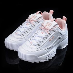 FILA pink and white limited edition disrupter 2